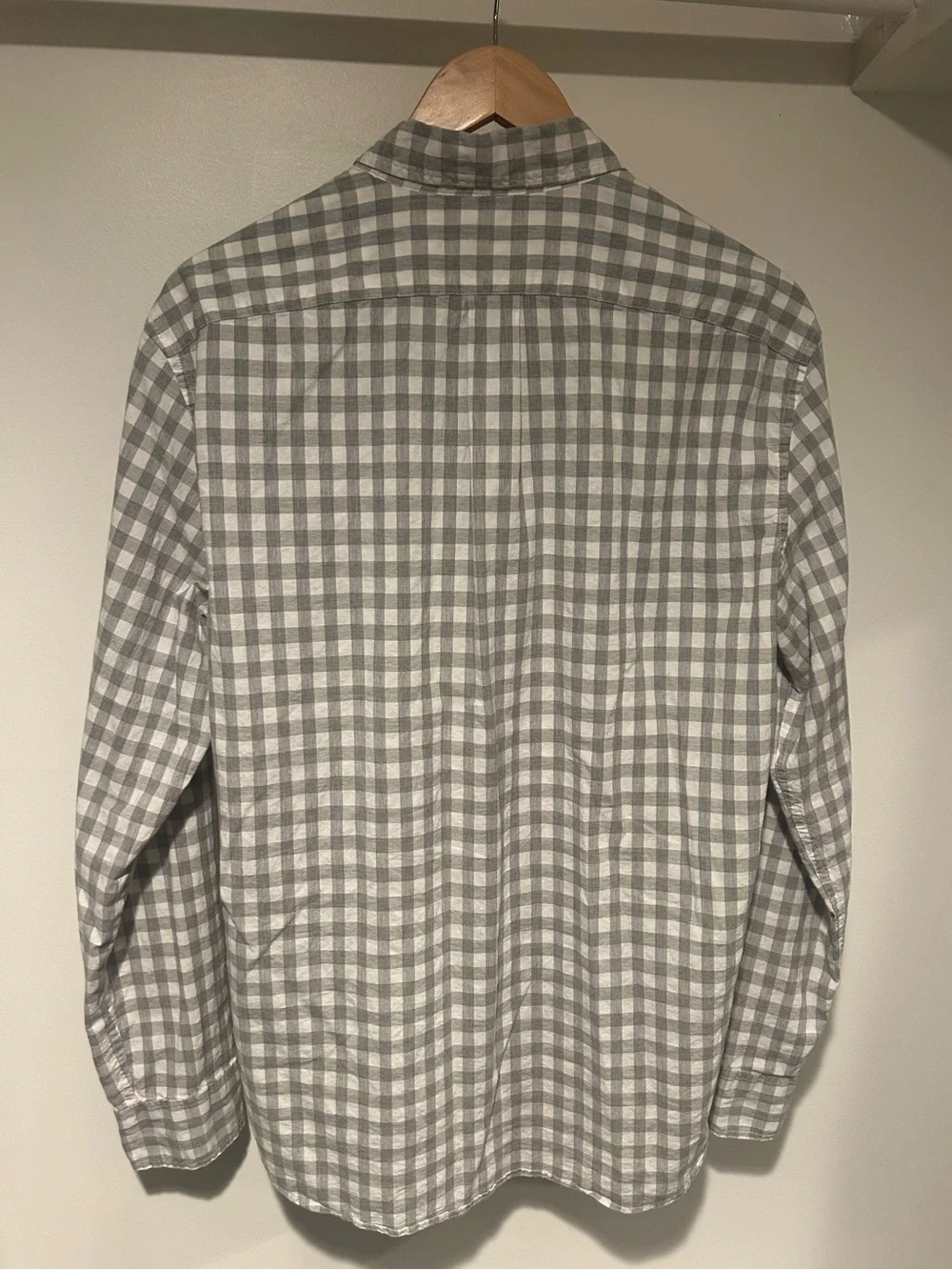 J. Crew Men’s Gray and White Gingham Button-Down Shirt